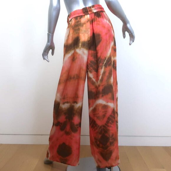 Zimmermann Vacay Tie Dye Shirt & Relaxed Pants Set Pink/Orange Silk Size 2 NEW - Picture 6 of 14